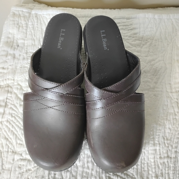 L.L. Bean Leather Clogs Size 39 Slip-On Preppy Classic Comfort Coastal - Picture 5 of 11